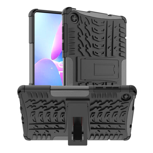 For Lenovo Tab M8 4th Gen Tire Texture TPU + PC Tablet Case with Holder(Black) - Lenovo by buy2fix | Online Shopping UK | buy2fix