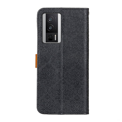 For Xiaomi Poco F5 Pro/Redmi K60/K60 Pro European Floral Embossed Leather Phone Case(Black) - Xiaomi Cases by buy2fix | Online Shopping UK | buy2fix