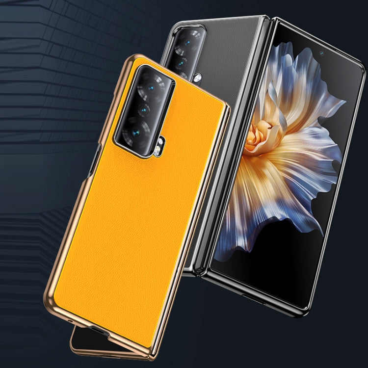 For Honor Magic Vs Electroplating Plain Leather Folding Phone Case(White) by buy2fix