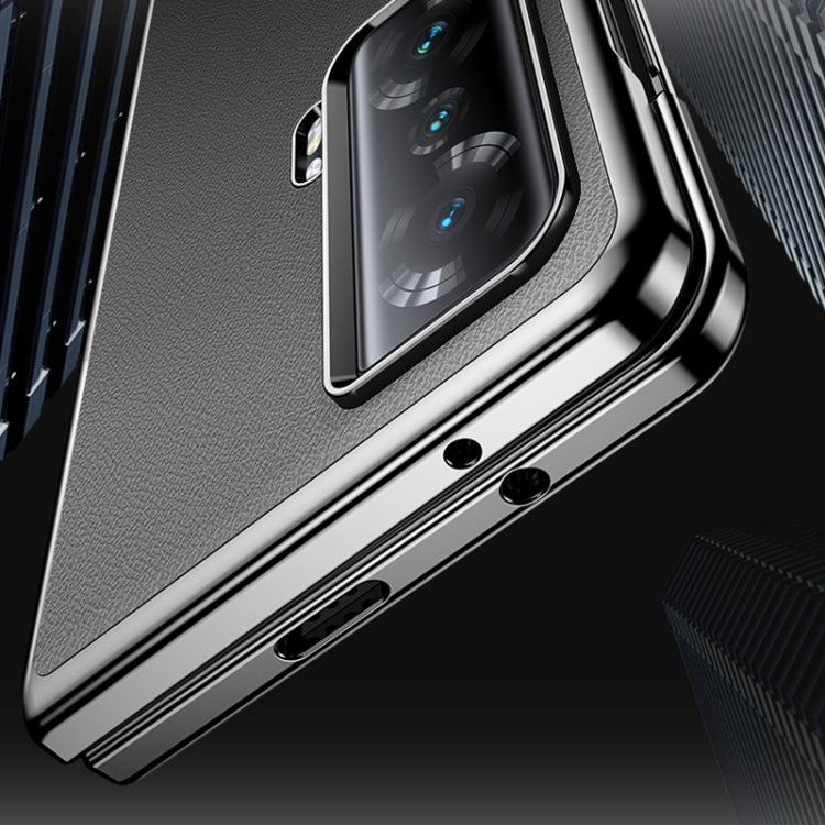 For Honor Magic Vs Electroplating Plain Leather Folding Phone Case(White) by buy2fix