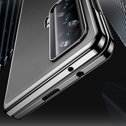 For Honor Magic Vs Electroplating Plain Leather Folding Phone Case(White) by buy2fix