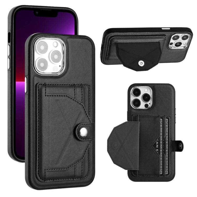 For iPhone 14 Pro Max Shockproof Leather Phone Case with Card Holder(Black) - iPhone 14 Pro Max Cases by buy2fix | Online Shopping UK | buy2fix