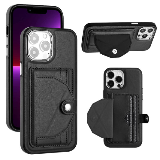For iPhone 14 Pro Max Shockproof Leather Phone Case with Card Holder(Black) - iPhone 14 Pro Max Cases by buy2fix | Online Shopping UK | buy2fix