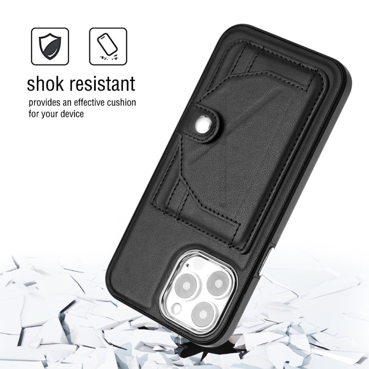 For iPhone 14 Pro Max Shockproof Leather Phone Case with Card Holder(Black) - iPhone 14 Pro Max Cases by buy2fix | Online Shopping UK | buy2fix