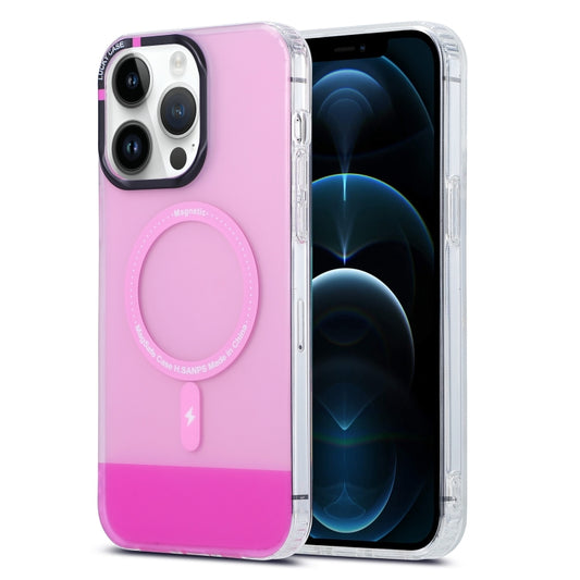 For iPhone 12 Pro Max PC + TPU IMD MagSafe Magnetic Phone Case(Pink) - iPhone 12 Pro Max Cases by buy2fix | Online Shopping UK | buy2fix