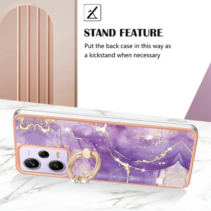 For Xiaomi Redmi Note 12 Pro 5G Global Electroplating Marble IMD TPU Phone Case with Ring Holder(Purple 002) - Xiaomi Cases by buy2fix | Online Shopping UK | buy2fix