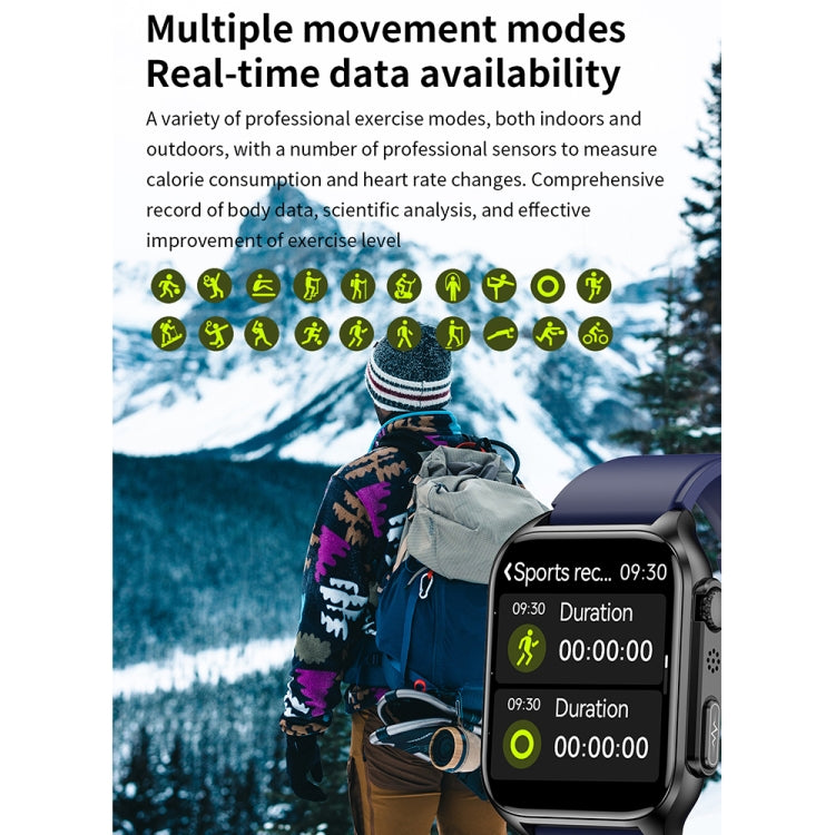 TK12 1.96 inch IP67 Waterproof Silicone Band Smart Watch Supports ECG / Remote Families Care / Bluetooth Call / Body Temperature Monitoring(Black) by buy2fix