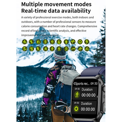 TK12 1.96 inch IP67 Waterproof Silicone Band Smart Watch Supports ECG / Remote Families Care / Bluetooth Call / Body Temperature Monitoring(Black) by buy2fix