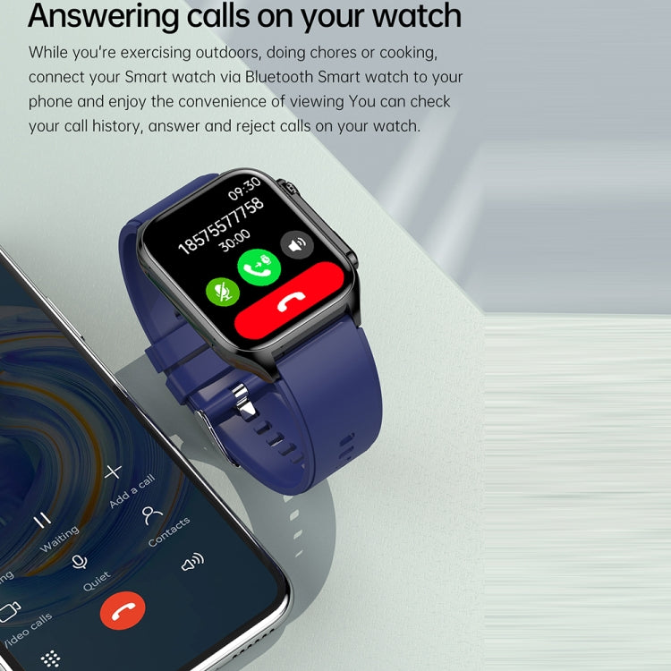 TK12 1.96 inch IP67 Waterproof Silicone Band Smart Watch Supports ECG / Remote Families Care / Bluetooth Call / Body Temperature Monitoring(Blue) by buy2fix