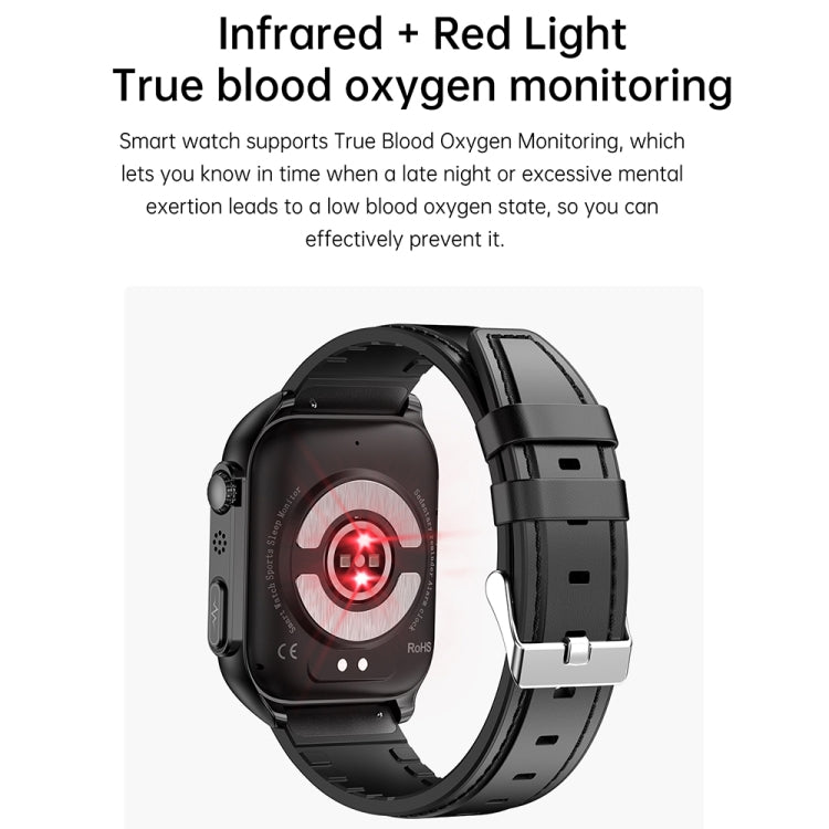 TK12 1.96 inch IP67 Waterproof Silicone Band Smart Watch Supports ECG / Remote Families Care / Bluetooth Call / Body Temperature Monitoring(Black) by buy2fix