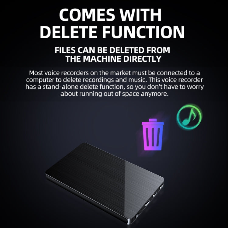 JNN M2 Ultra-thin HD Noise Reduction Intelligent Control Voice Voice Recorder, Capacity:8GB(Black) by JNN