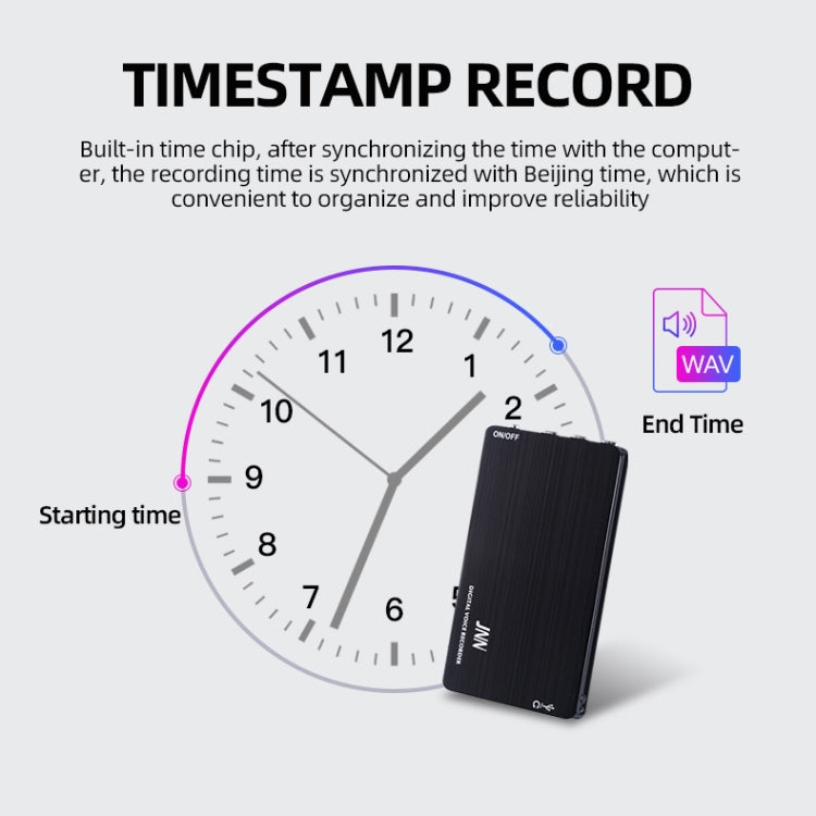 JNN M2 Ultra-thin HD Noise Reduction Intelligent Control Voice Voice Recorder, Capacity:8GB(Black) by JNN