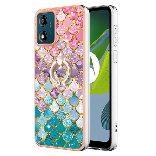 For Motorola Moto E13 Electroplating IMD TPU Phone Case with Ring(Colorful Scales) - Motorola Cases by buy2fix | Online Shopping UK | buy2fix