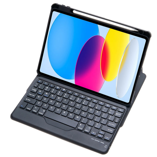 For iPad 11 2025 / 10th Gen 10.9 2022 F10B 360 Rotation Acrylic Transparent Bluetooth Keyboard Leather Case(Black) - Universal by buy2fix | Online Shopping UK | buy2fix