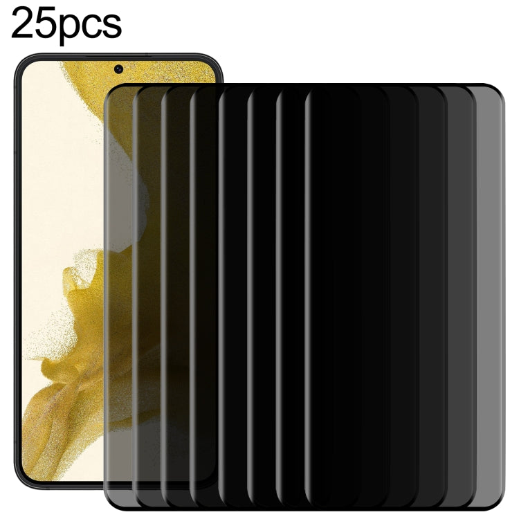 For Samsung Galaxy S22 5G 25pcs 3D Curved Edge Privacy Tempered Glass Film, without Fingerprint Unlocking - Galaxy S22 5G Tempered Glass by buy2fix | Online Shopping UK | buy2fix