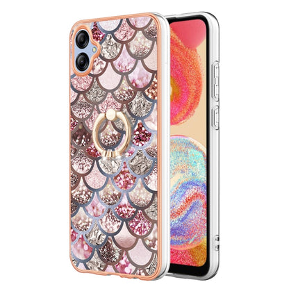 For Samsung Galaxy A04e Electroplating IMD TPU Phone Case with Ring(Pink Scales) by buy2fix