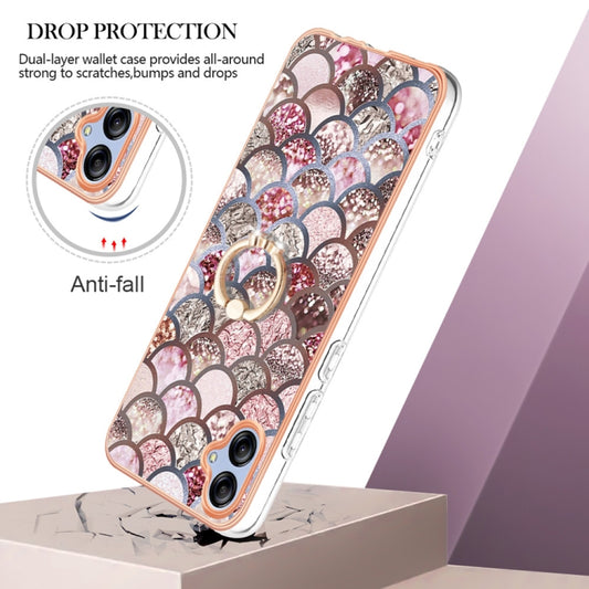 For Samsung Galaxy A04e Electroplating IMD TPU Phone Case with Ring(Pink Scales) by buy2fix