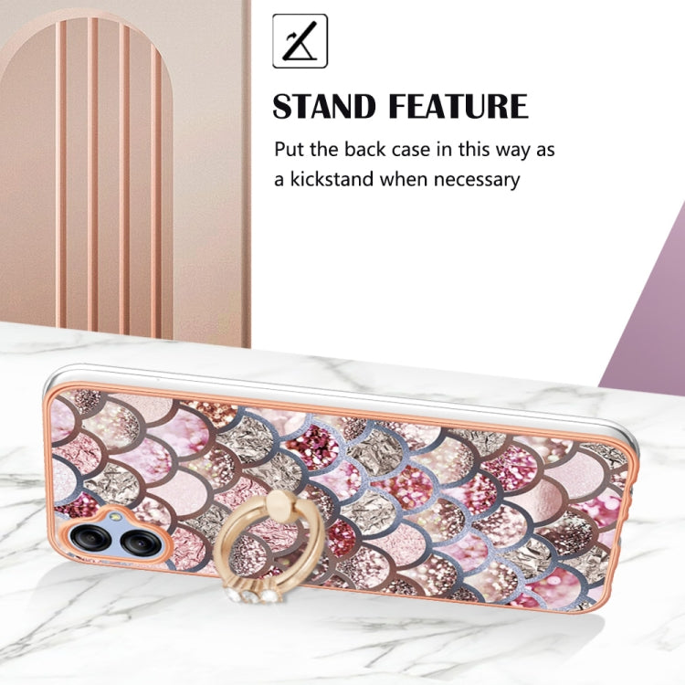 For Samsung Galaxy A04e Electroplating IMD TPU Phone Case with Ring(Pink Scales) by buy2fix