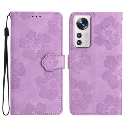 For Xiaomi 12 Pro Flower Embossing Pattern Leather Phone Case(Purple) by buy2fix