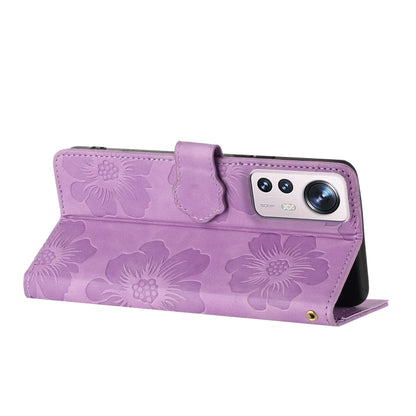 For Xiaomi 12 Pro Flower Embossing Pattern Leather Phone Case(Purple) by buy2fix