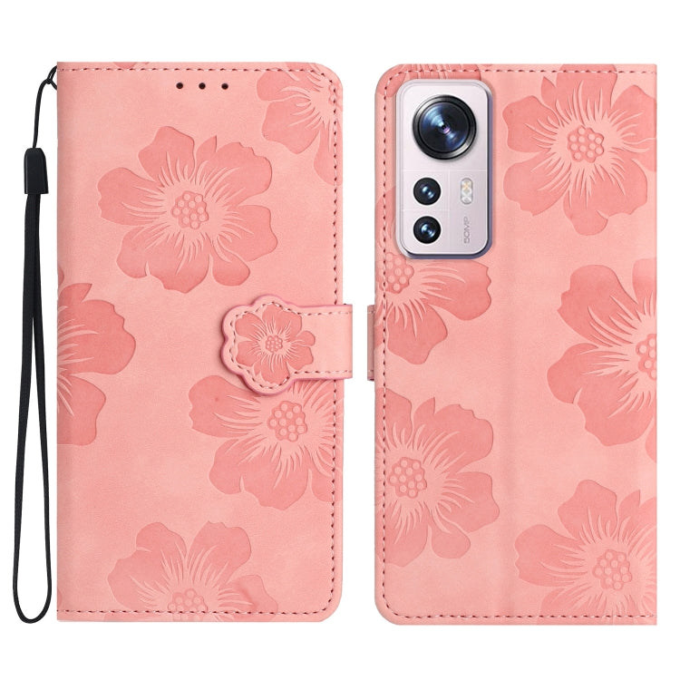 For Xiaomi 12 Pro Flower Embossing Pattern Leather Phone Case(Pink) by buy2fix