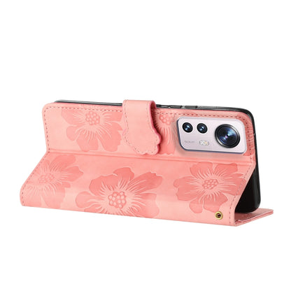 For Xiaomi 12 Pro Flower Embossing Pattern Leather Phone Case(Pink) by buy2fix