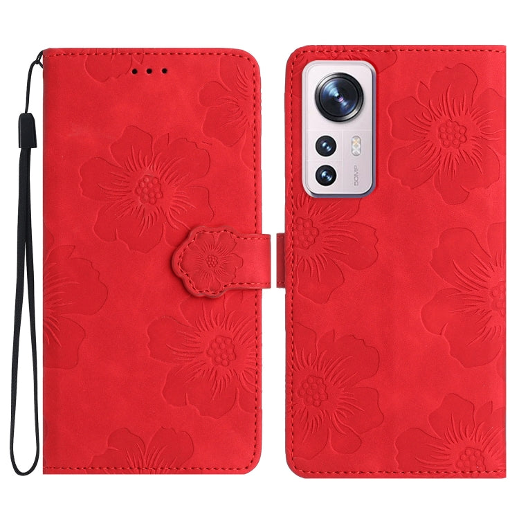 For Xiaomi 12 Pro Flower Embossing Pattern Leather Phone Case(Red) by buy2fix