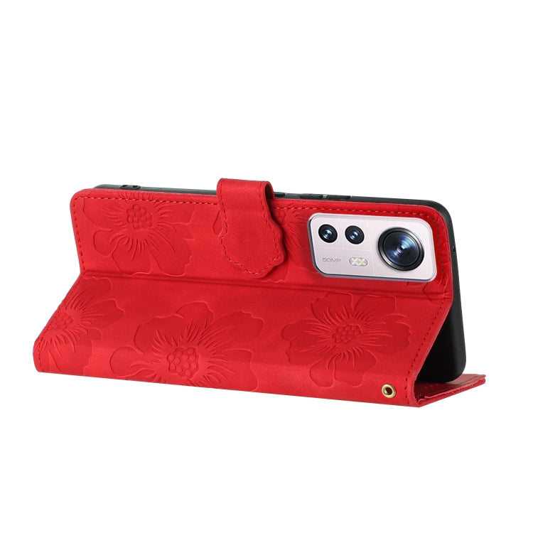 For Xiaomi 12 Pro Flower Embossing Pattern Leather Phone Case(Red) by buy2fix