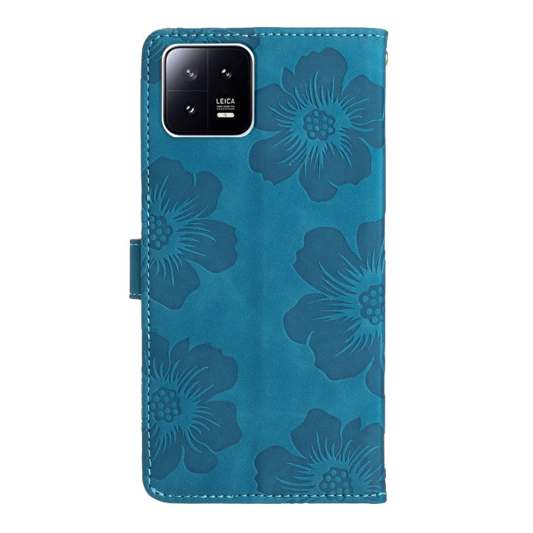 For Xiaomi 13 Flower Embossing Pattern Leather Phone Case(Blue) - Xiaomi Cases by buy2fix | Online Shopping UK | buy2fix