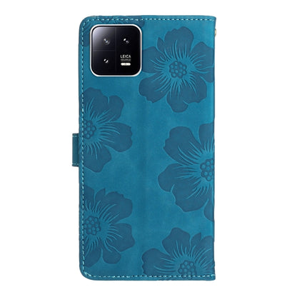 For Xiaomi 13 Flower Embossing Pattern Leather Phone Case(Blue) - Xiaomi Cases by buy2fix | Online Shopping UK | buy2fix