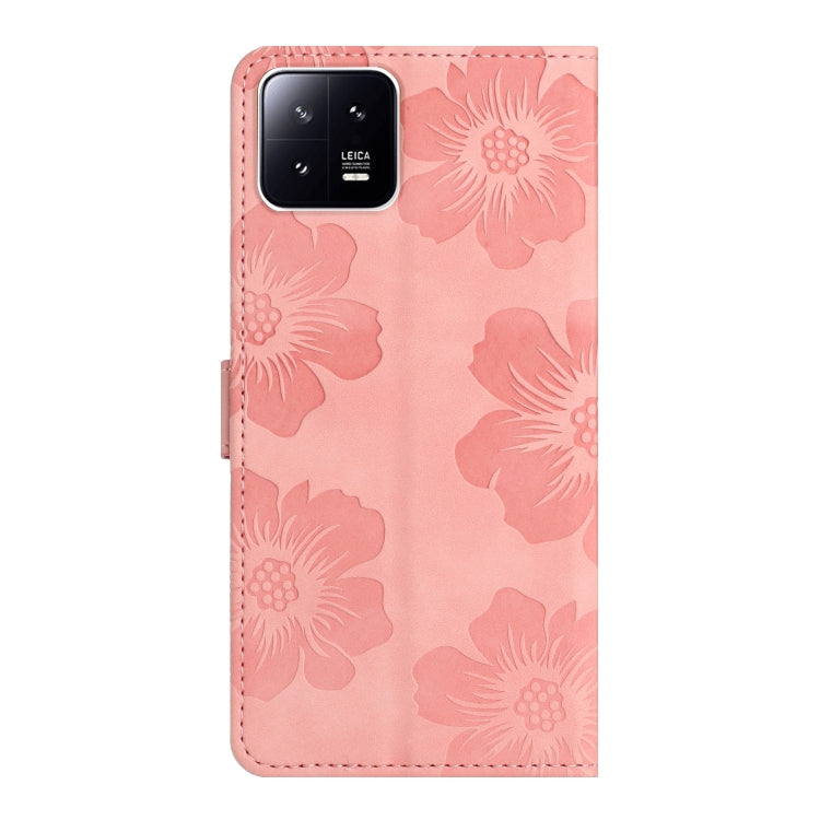For Xiaomi 13 Flower Embossing Pattern Leather Phone Case(Pink) - Xiaomi Cases by buy2fix | Online Shopping UK | buy2fix