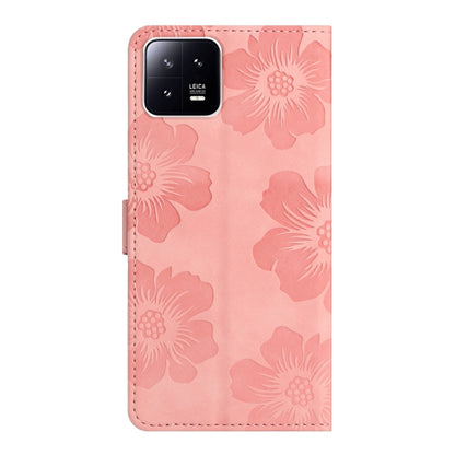 For Xiaomi 13 Flower Embossing Pattern Leather Phone Case(Pink) - Xiaomi Cases by buy2fix | Online Shopping UK | buy2fix