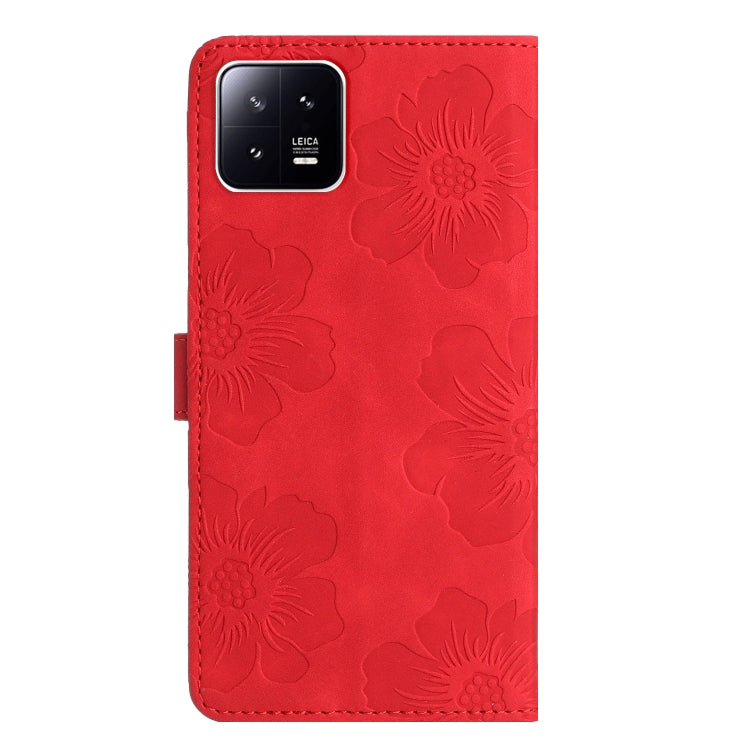 For Xiaomi 13 Flower Embossing Pattern Leather Phone Case(Red) - Xiaomi Cases by buy2fix | Online Shopping UK | buy2fix