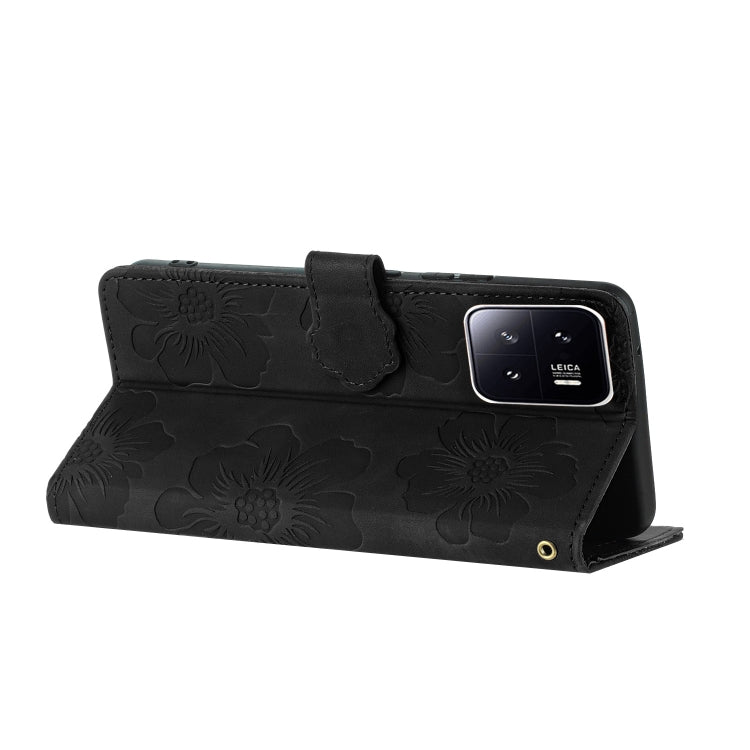 For Xiaomi 13 Pro Flower Embossing Pattern Leather Phone Case(Black) - Xiaomi Cases by buy2fix | Online Shopping UK | buy2fix