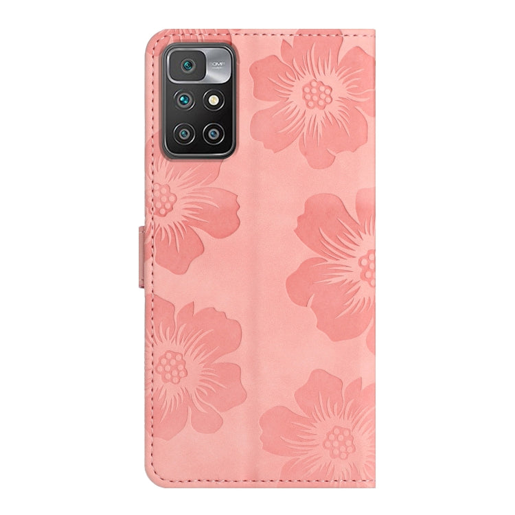 For Xiaomi Redmi 10 2022 Flower Embossing Pattern Leather Phone Case(Pink) by buy2fix