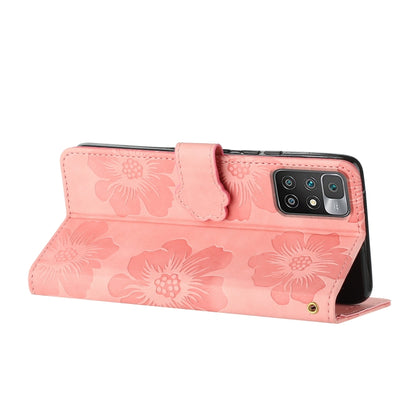 For Xiaomi Redmi 10 2022 Flower Embossing Pattern Leather Phone Case(Pink) by buy2fix