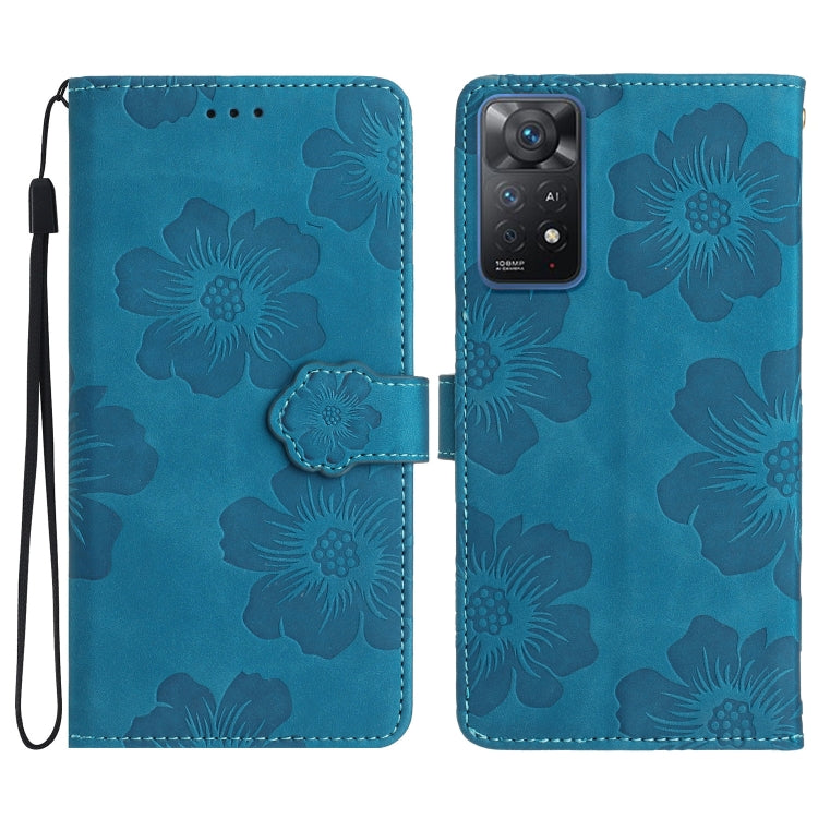 For Xiaomi Redmi Note 11 Pro 5G Global Flower Embossing Pattern Leather Phone Case(Blue) by buy2fix