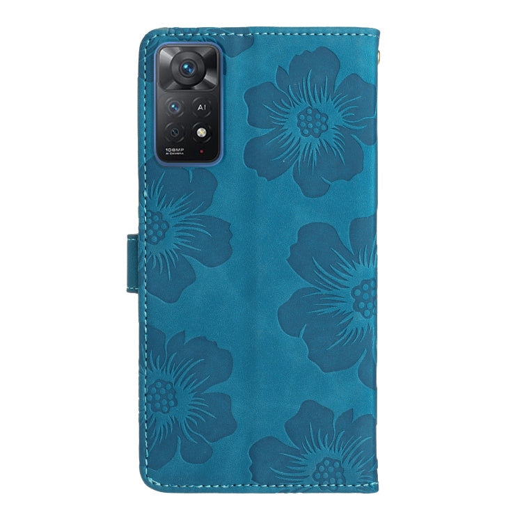 For Xiaomi Redmi Note 11 Pro 5G Global Flower Embossing Pattern Leather Phone Case(Blue) by buy2fix