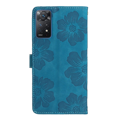For Xiaomi Redmi Note 11 Pro 5G Global Flower Embossing Pattern Leather Phone Case(Blue) by buy2fix
