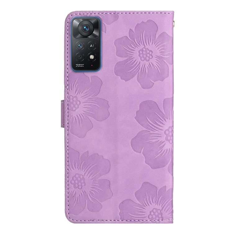For Xiaomi Redmi Note 11 Pro 5G Global Flower Embossing Pattern Leather Phone Case(Purple) by buy2fix