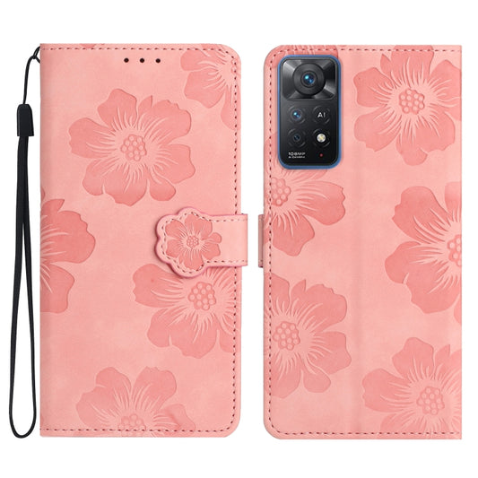 For Xiaomi Redmi Note 11 Pro 5G Global Flower Embossing Pattern Leather Phone Case(Pink) by buy2fix