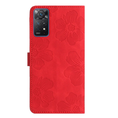 For Xiaomi Redmi Note 11 Pro 5G Global Flower Embossing Pattern Leather Phone Case(Red) by buy2fix