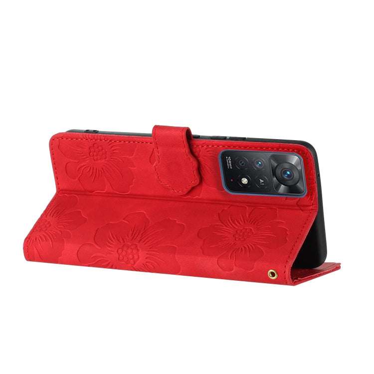 For Xiaomi Redmi Note 11 Pro 5G Global Flower Embossing Pattern Leather Phone Case(Red) by buy2fix