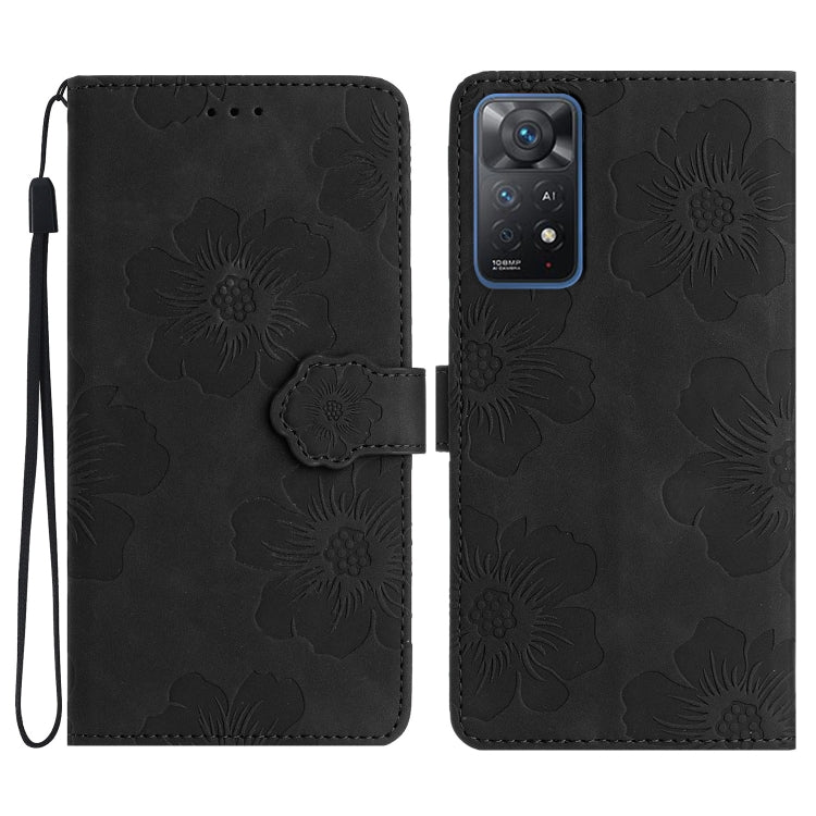 For Xiaomi Redmi Note 11 Pro 5G Global Flower Embossing Pattern Leather Phone Case(Black) by buy2fix