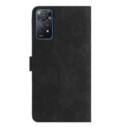 For Xiaomi Redmi Note 11 Pro 5G Global Flower Embossing Pattern Leather Phone Case(Black) by buy2fix