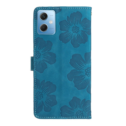 For Xiaomi Redmi Note 12 5G Flower Embossing Pattern Leather Phone Case(Blue) by buy2fix