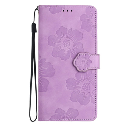 For Xiaomi Redmi Note 12 5G Flower Embossing Pattern Leather Phone Case(Purple) by buy2fix