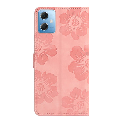 For Xiaomi Redmi Note 12 5G Flower Embossing Pattern Leather Phone Case(Pink) by buy2fix