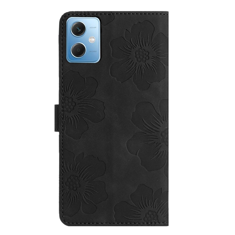 For Xiaomi Redmi Note 12 5G Flower Embossing Pattern Leather Phone Case(Black) by buy2fix