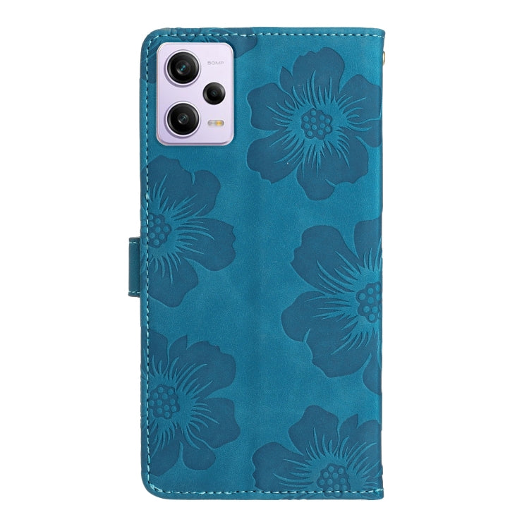 For Xiaomi Redmi Note 12 Pro 5G Flower Embossing Pattern Leather Phone Case(Blue) by buy2fix